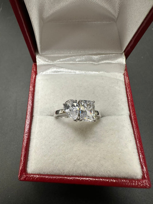 Sterling Silver Ring Double CZ Stone RCZ0693101