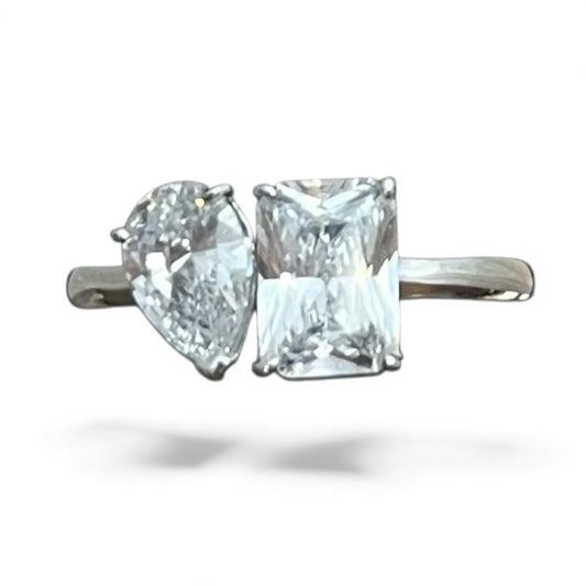 Sterling Silver Ring Double CZ Stone RCZ0693101