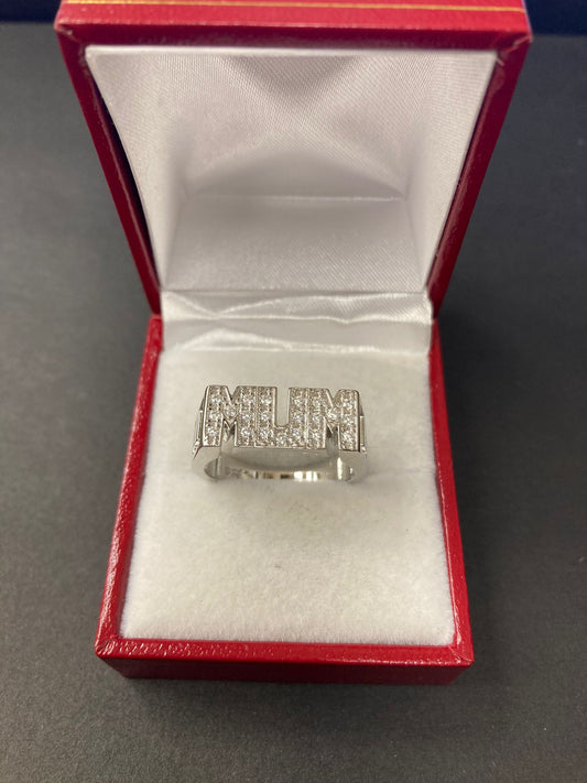 Sterling Silver Mum Ring CZ Stone RCZ0704701