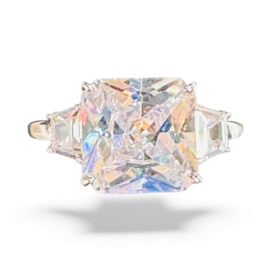 Sterling Silver Ring Square CZ Stone RCZ10035