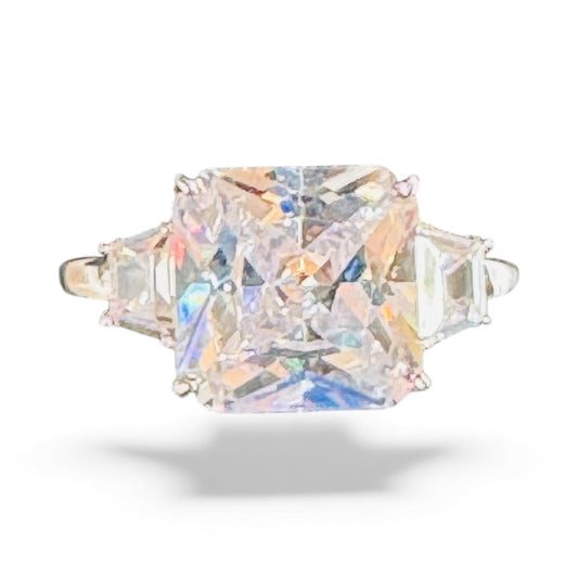 Sterling Silver Ring Square CZ Stone RCZ10035