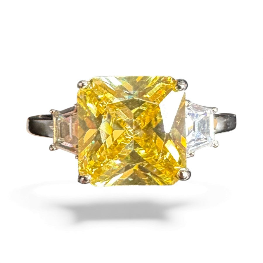 Sterling Silver Ring Square CZ Stone RCZ10035