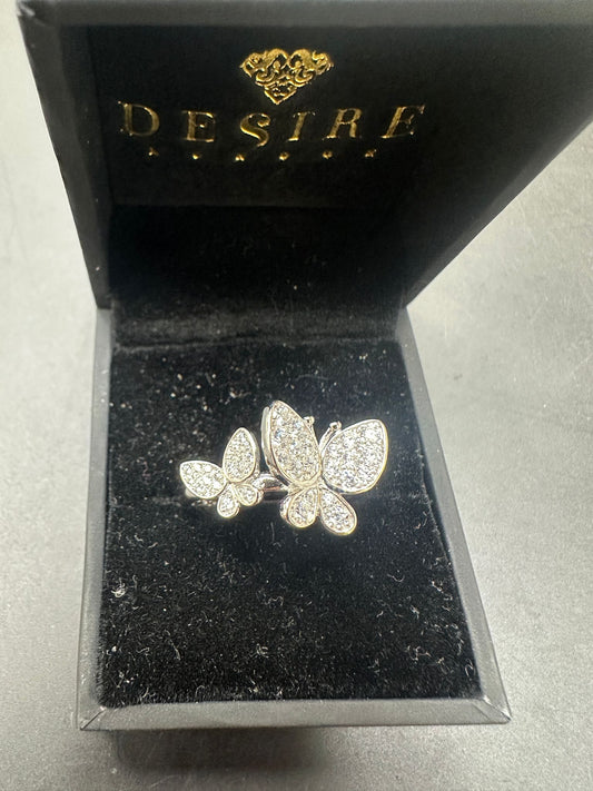 Sterling Silver Butterfly Ring CZ Stone RCZ10042