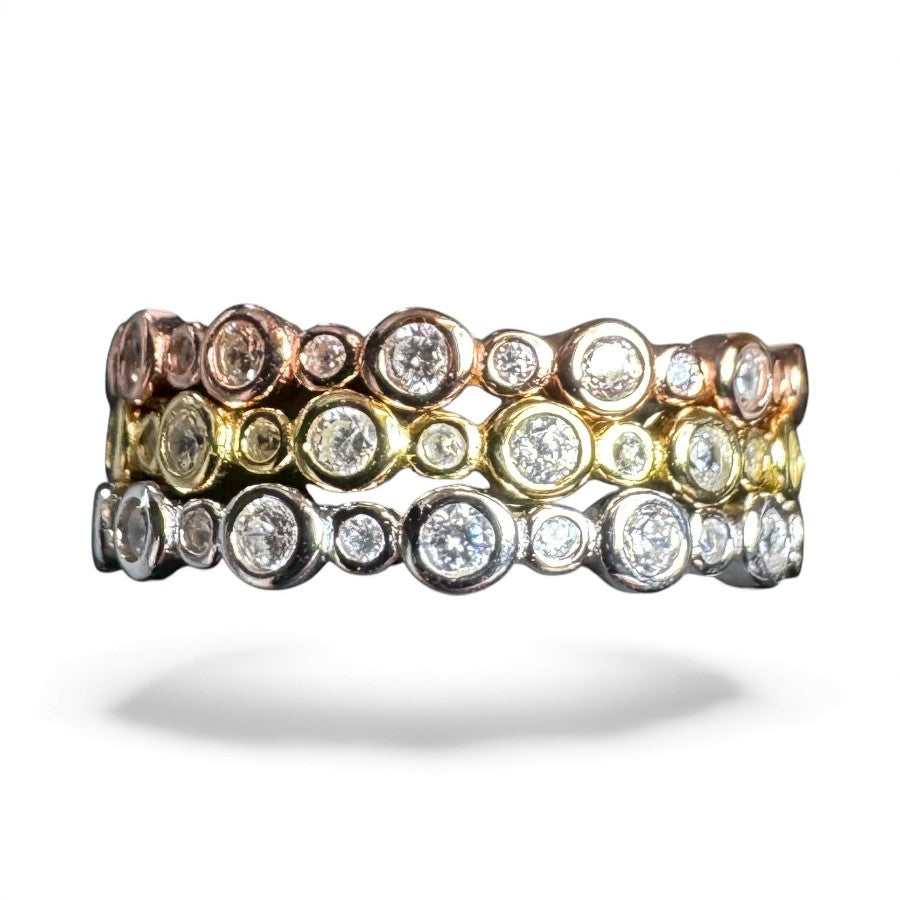 Sterling Silver Three Different Colors Ring RCZ10049S