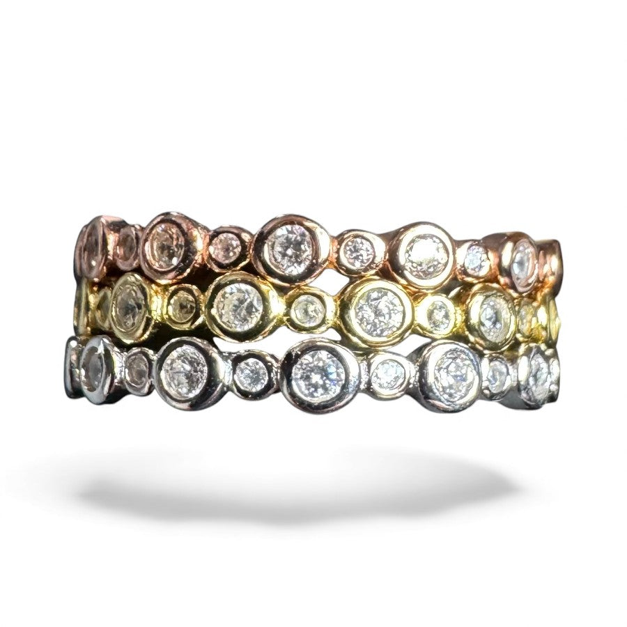 Sterling Silver Three Different Colors Ring RCZ10049S