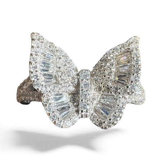 Sterling Silver Butterfly Ring CZ Stone RCZ10066