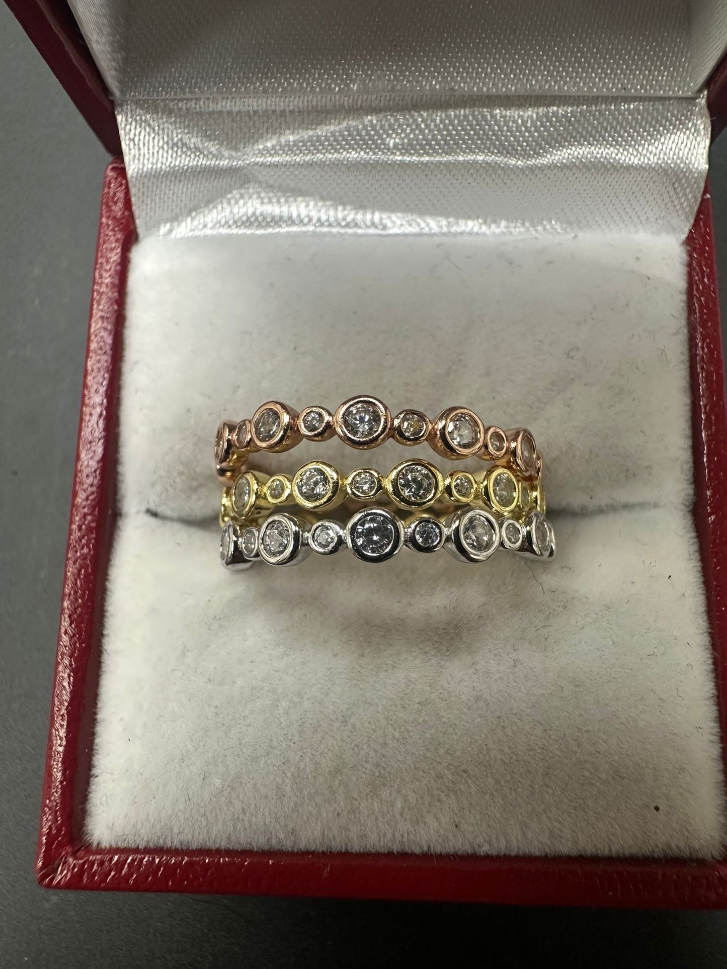Sterling Silver Three Different Colors Ring RCZ10069