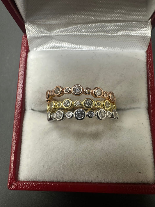 Sterling Silver Three Different Colors Ring RCZ10069