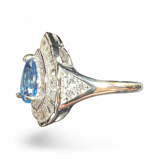 Sterling Silver Ring Blue Stone RCZ10080