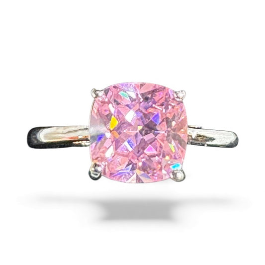 Sterling Silver Ring Pink CZ Stone RCZ10094