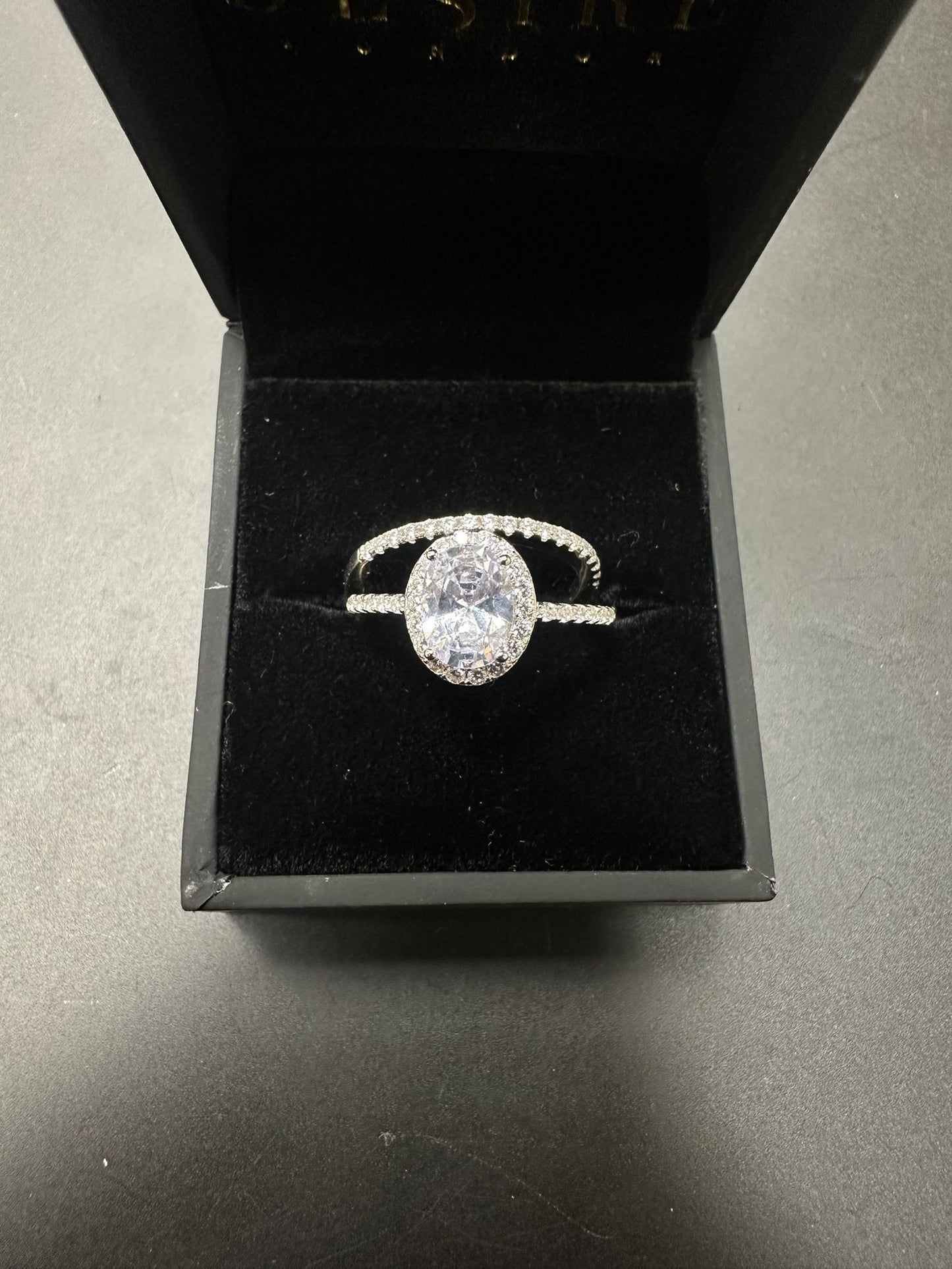 Sterling Silver Double Ring CZ Stone RCZ215.2