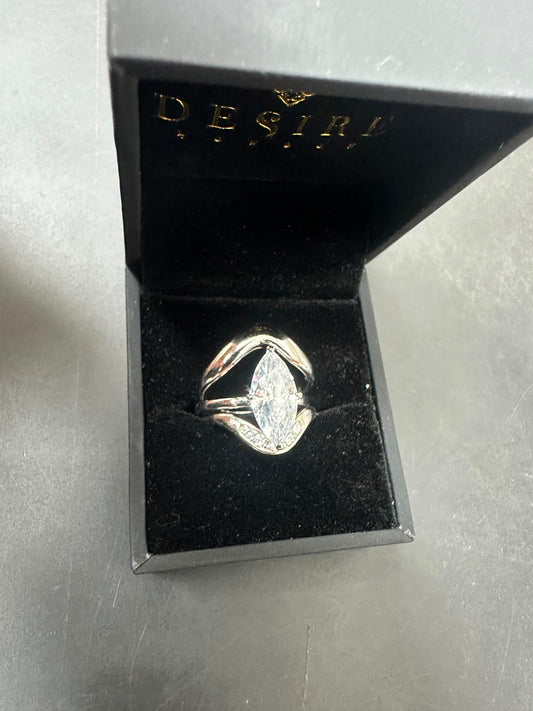 Sterling Silver Triple Ring Cz Stone RCZ2531