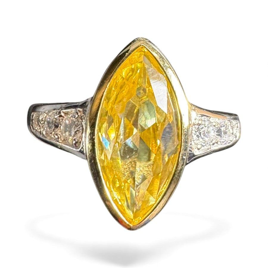 Sterling Silver Ring CZ Yellow Stone RCZ3305
