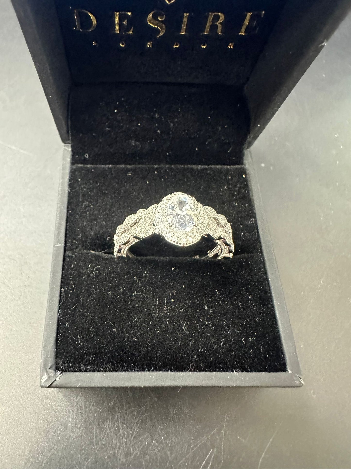 Sterling Silver Double Ring CZ Stone RCZ3319