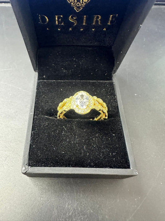 Sterling Silver Double Ring CZ Stone RCZ3319