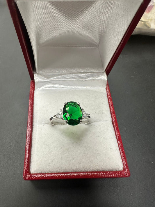 Sterling Silver Ring Oval Stone RCZ3320