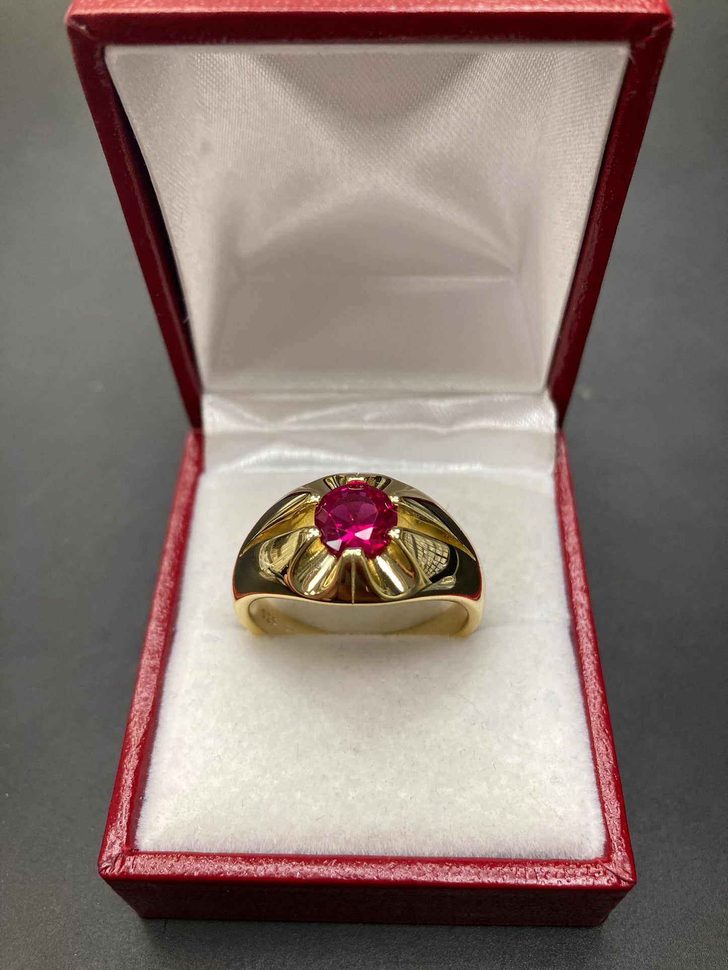 Sterling Silver Gold Plated Ring CZ Stone RCZ3329