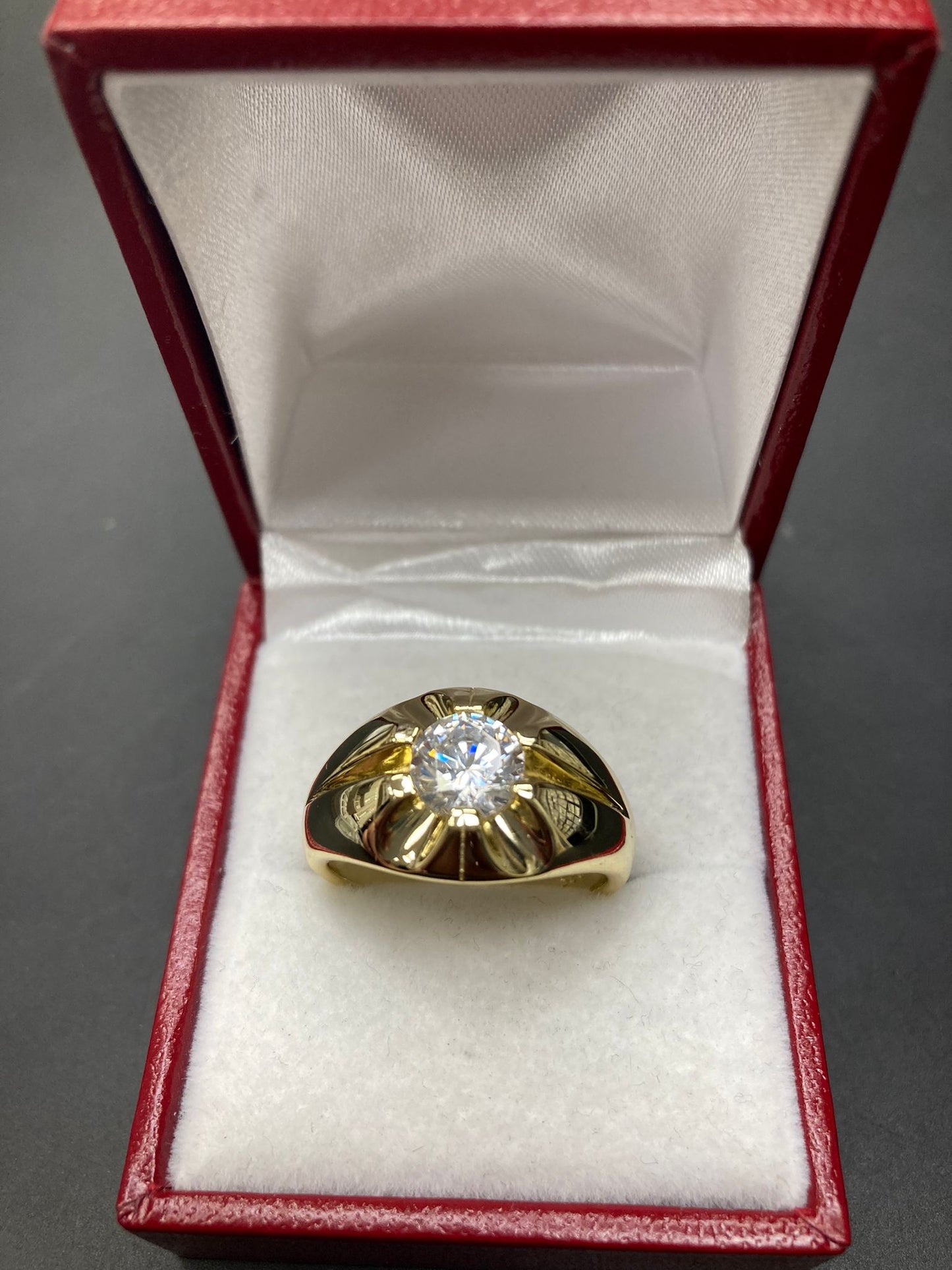 Sterling Silver Gold Plated Ring CZ Stone RCZ3329