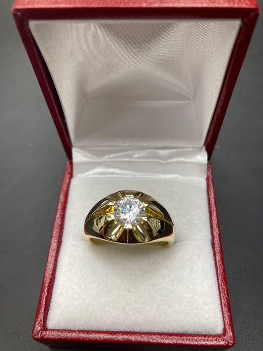 Sterling Silver Gold Plated Ring CZ Stone RCZ3329