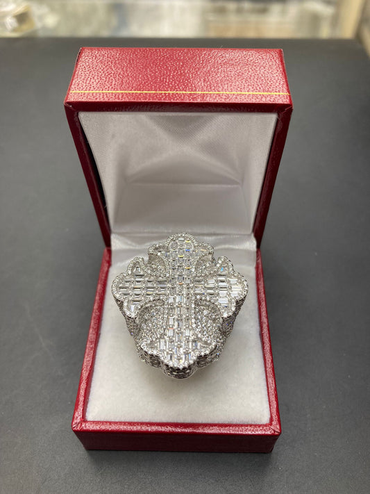 Sterling Silver Cross Ring CZ Stone RCZ3330