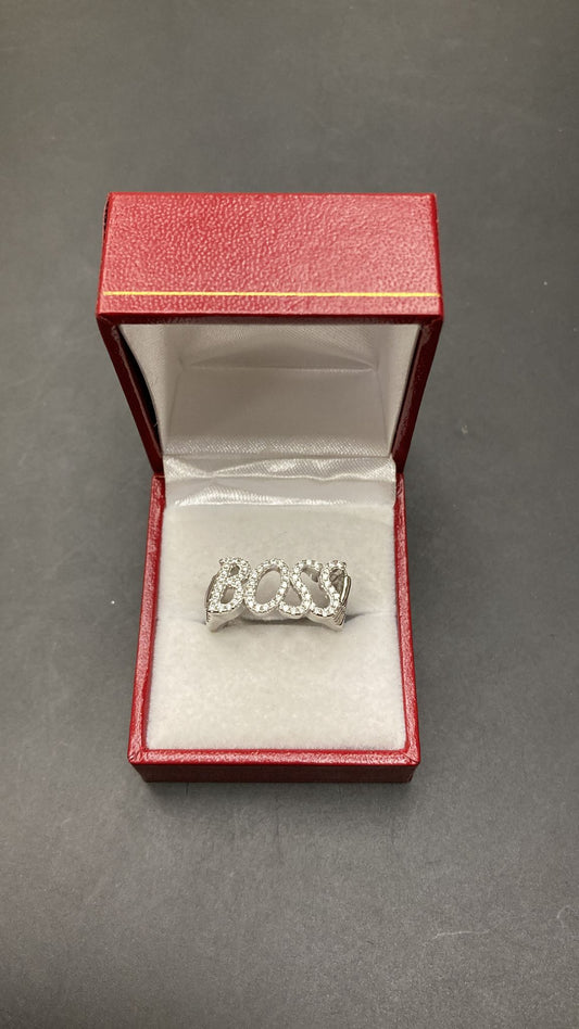 Sterling Silver Boss Ring CZ Stone RCZ3356