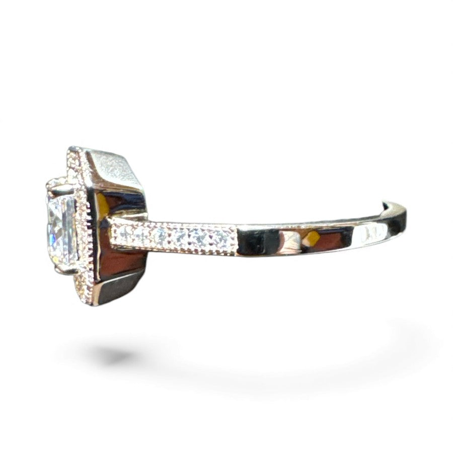 Sterling Silver Ring Square CZ Stone RCZ676