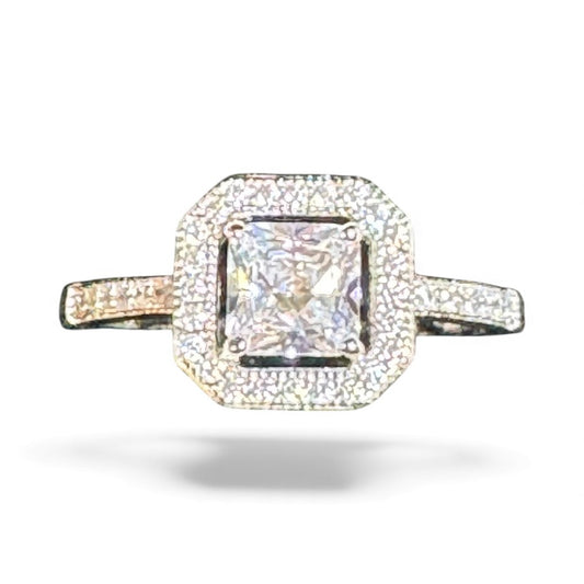 Sterling Silver Ring Square CZ Stone RCZ676