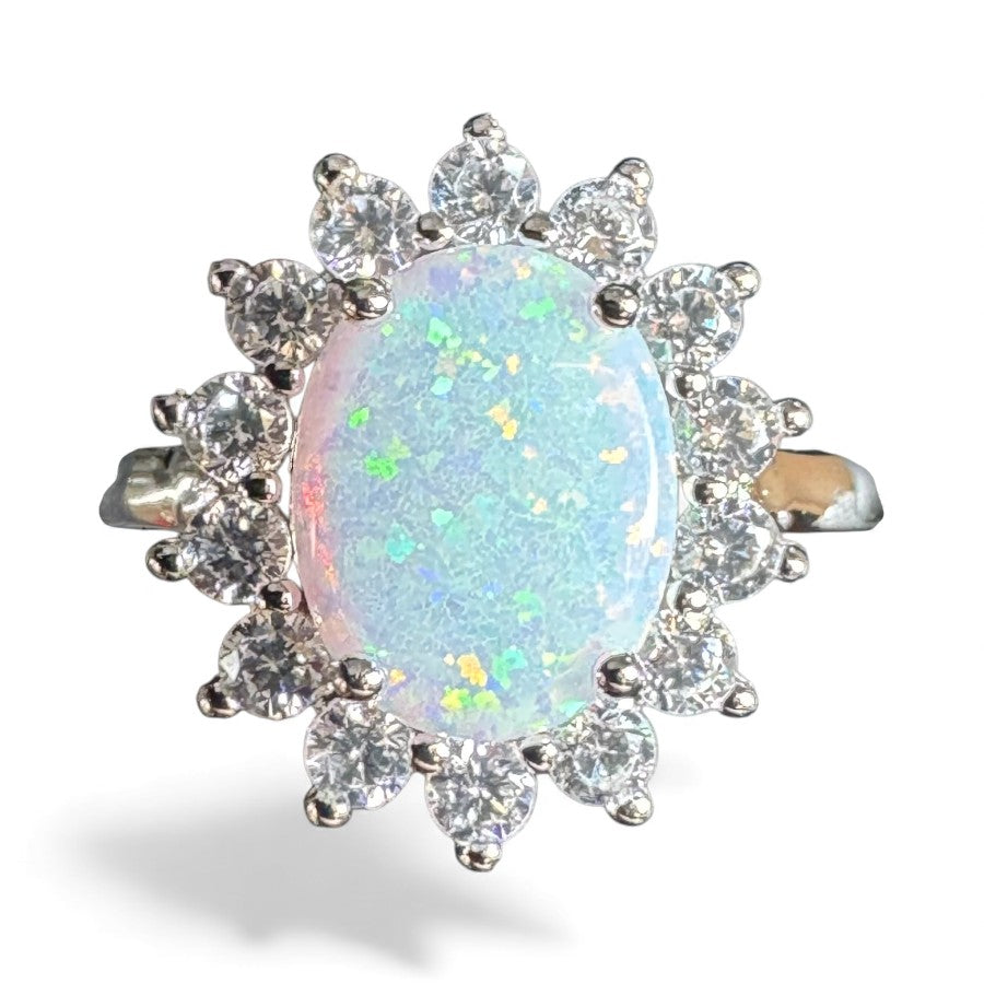 Sterling Silver Ring Opal Stone RCZ8101OP