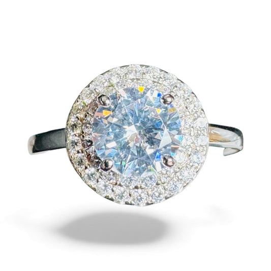 Sterling Silver Ring Round CZ Stone RCZ8132