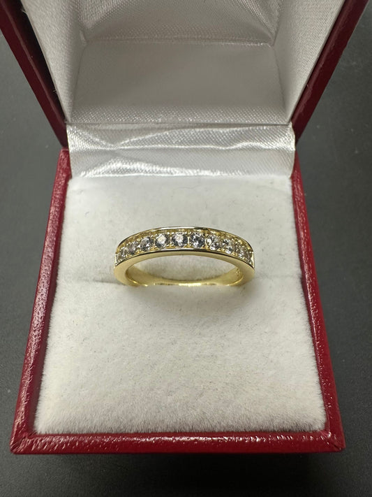 Sterling Silver Ring Gold Plated CZ Stone RCZ9965