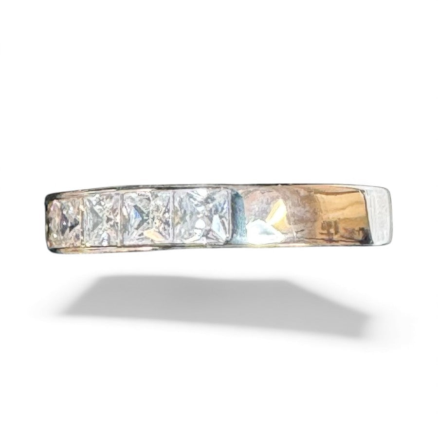 Sterling Silver Half Eternity Ring 3.5 mm Channel Set Princess Cut CZ Stone RCZ9976