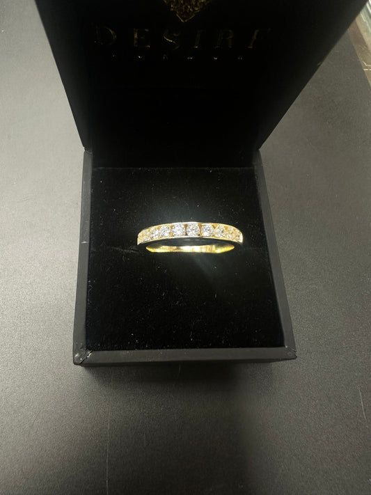 Sterling Silver Ring Gold Plated CZ Stone RCZ9982