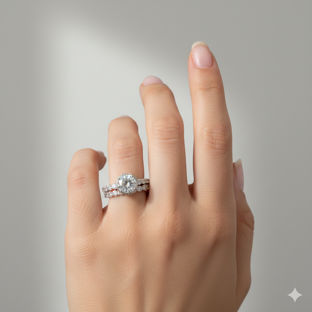 Sterling Silver Double Ring CZ Stone RCZ9988