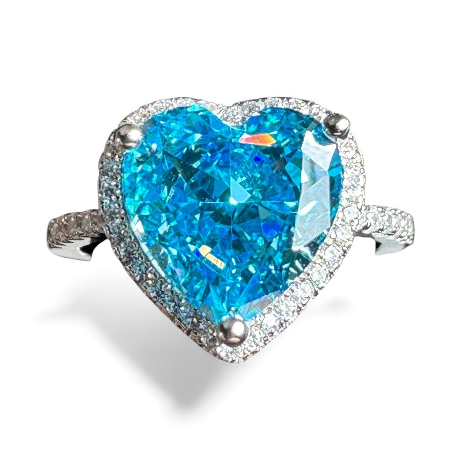 Sterling Silver Ring Heart Shape CZ Stone RCZA807