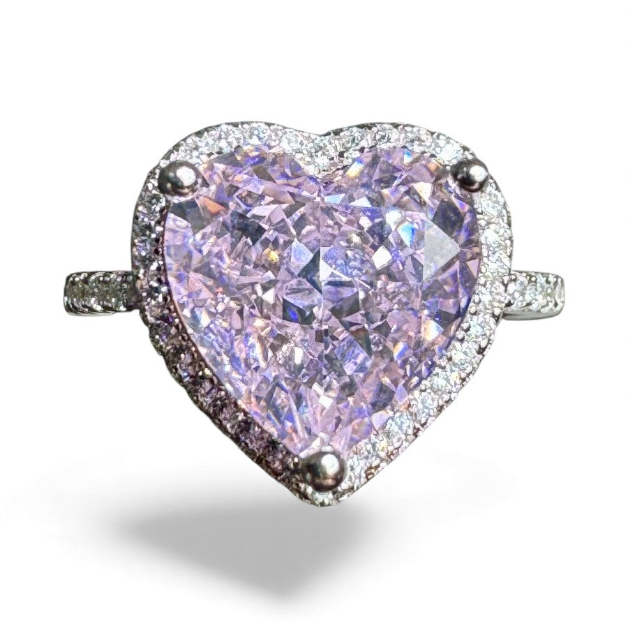 Sterling Silver Ring Heart Shape CZ Stone RCZA807