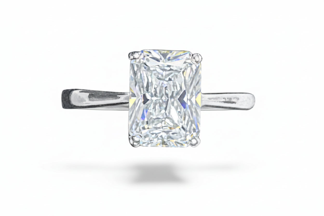 Sterling silver radiant ring featuring a stunning 6x8mm CZ stone, perfect for elegant occasions.