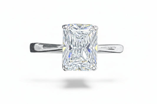 Sterling silver radiant ring featuring a stunning 6x8mm CZ stone, perfect for elegant occasions.