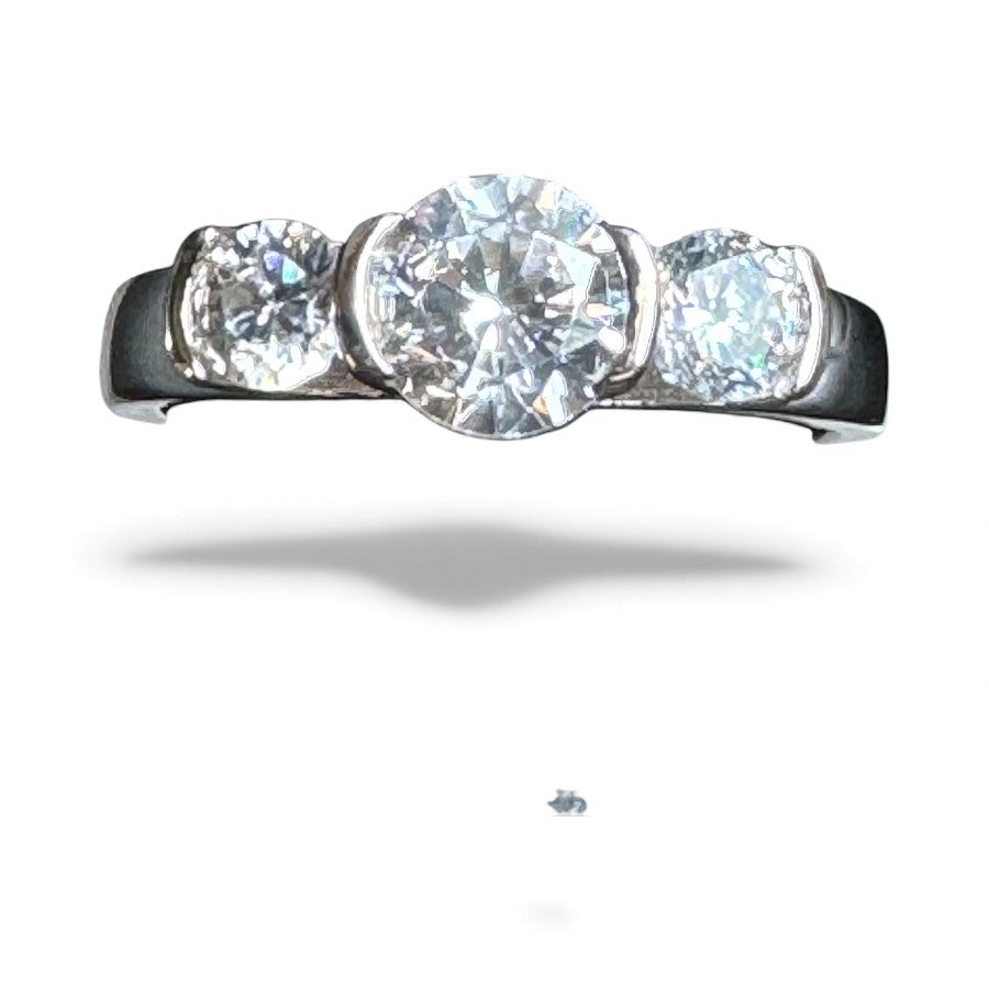 Sterling Silver Ring Round CZ Stone RCZD534