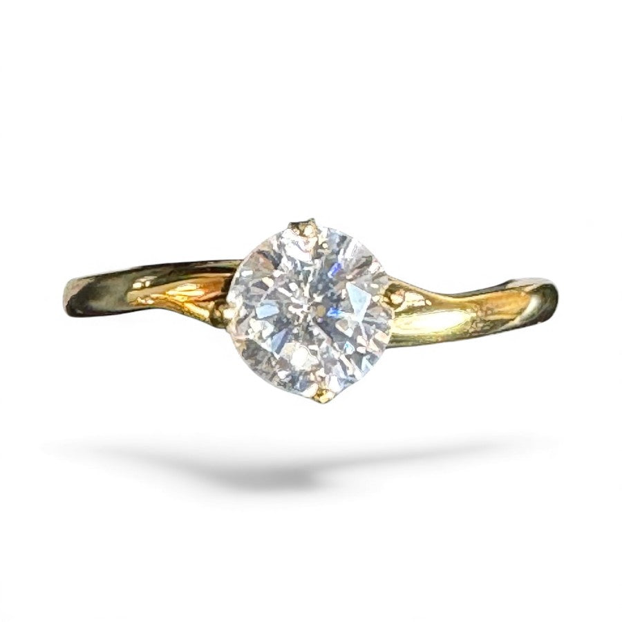 Sterling Silver Ring Gold Plated CZ Stone RCZD547