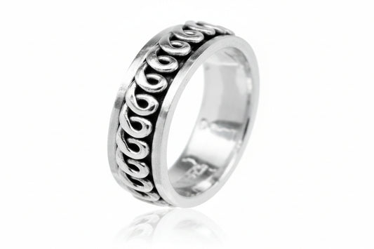 Sterling Silver Plain Spinner Wave Ring TQ020900002, 6 mm design showcasing plain sterling silver spinner wave ring.