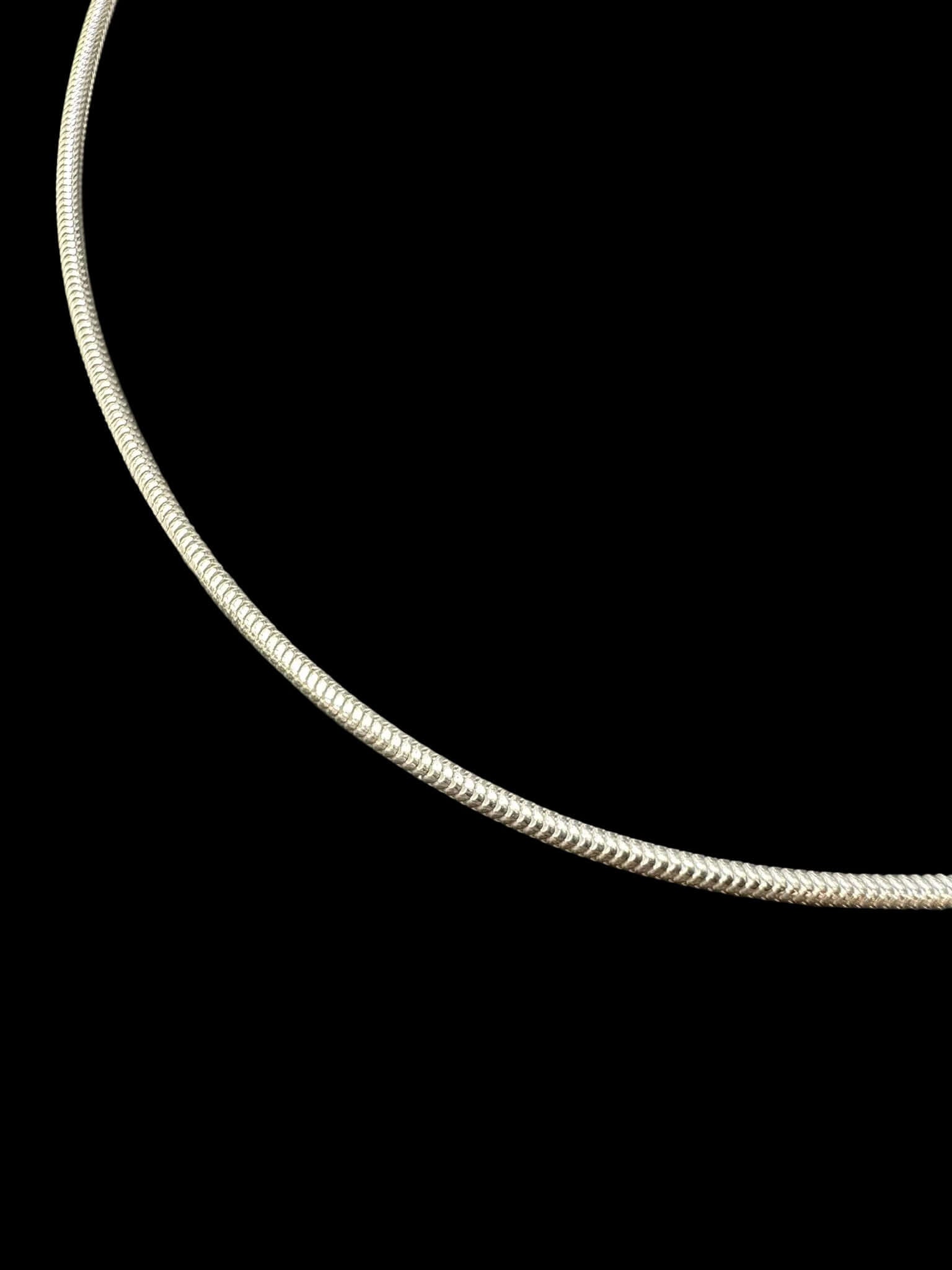 Sterling Silver 1.6 MM Snake Chain CHN3342 displayed against a black background.