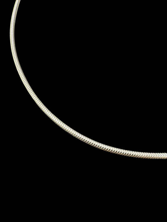 Sterling Silver 1.6 MM Snake Chain CHN3342 displayed against a black background.
