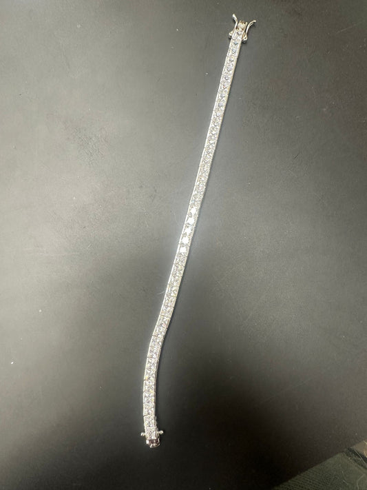Sterling Silver Tennis Bracelet Square Claw Set BRCZ104