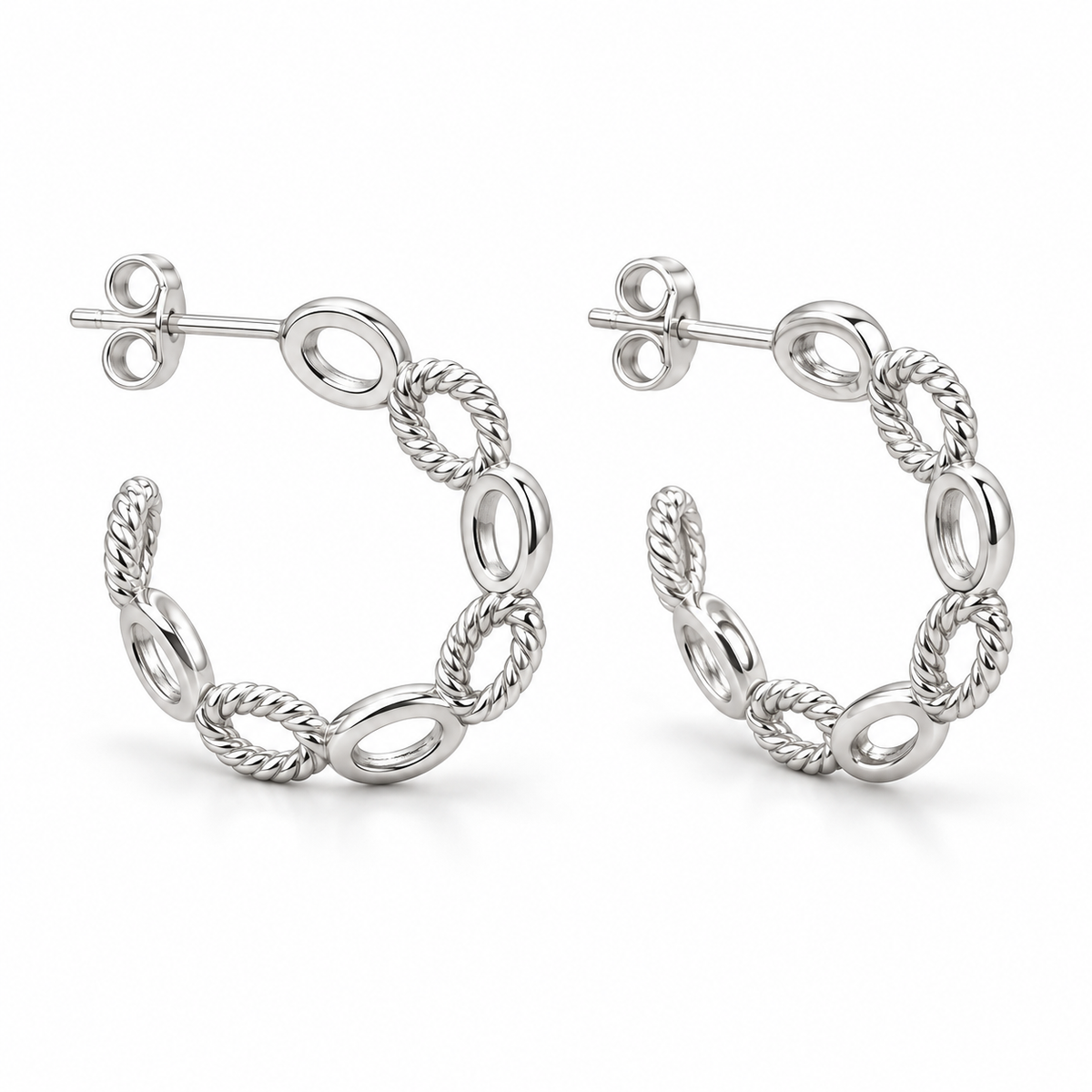 Sterling Silver Hoop Stud Earring ECZ186129
