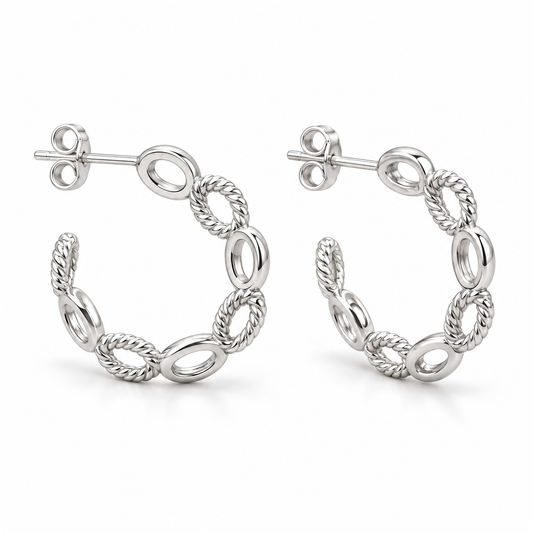 Sterling Silver Hoop Stud Earring ECZ186129