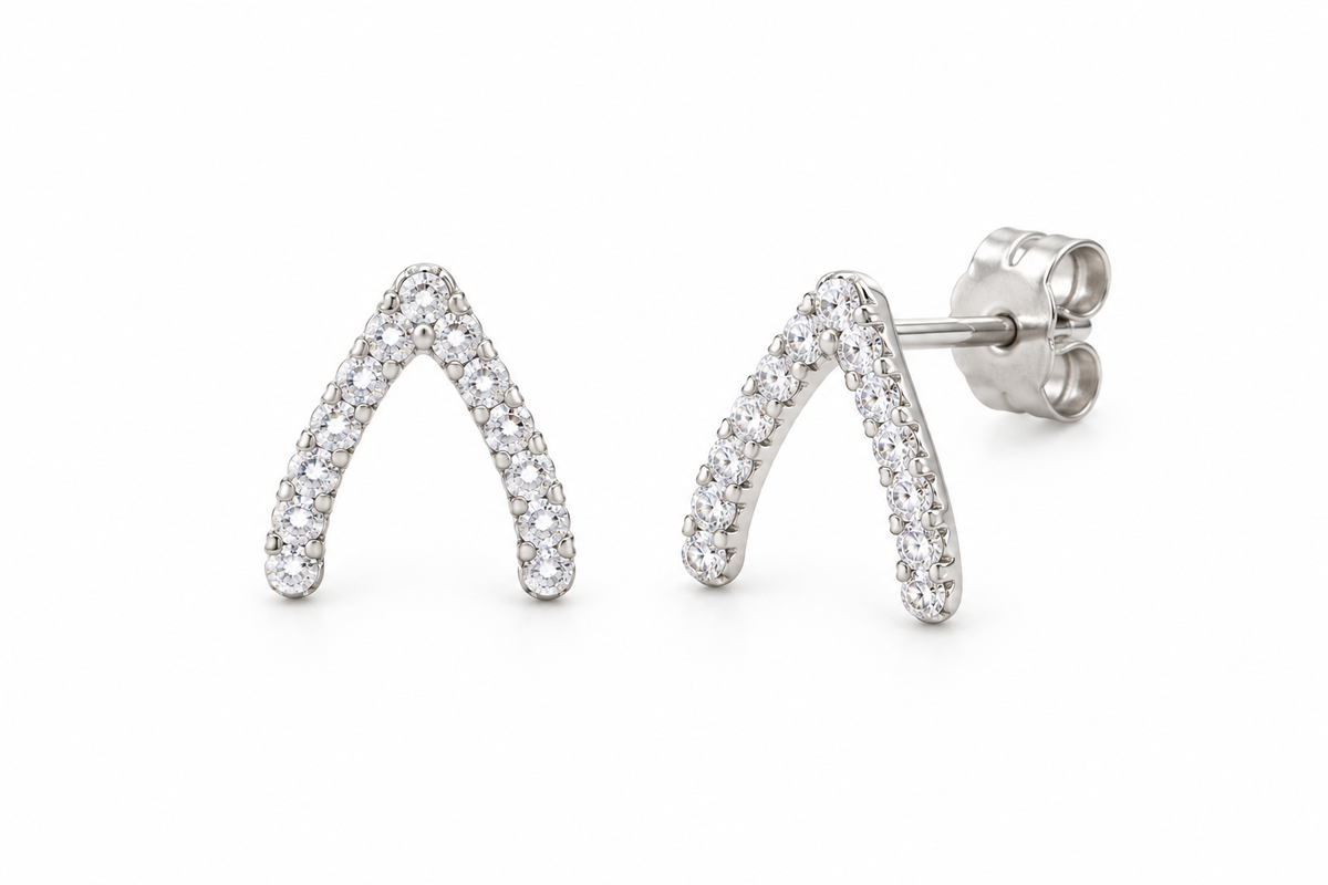 Sterling Silver Wishbone Stud Earring ECZ244284