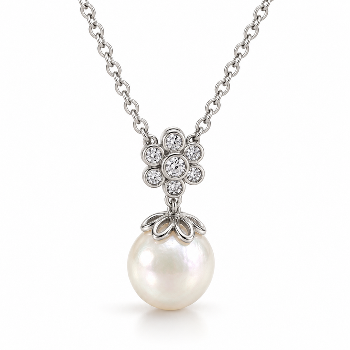 Sterling Silver Pearl Flower Necklace NCZ2607167
