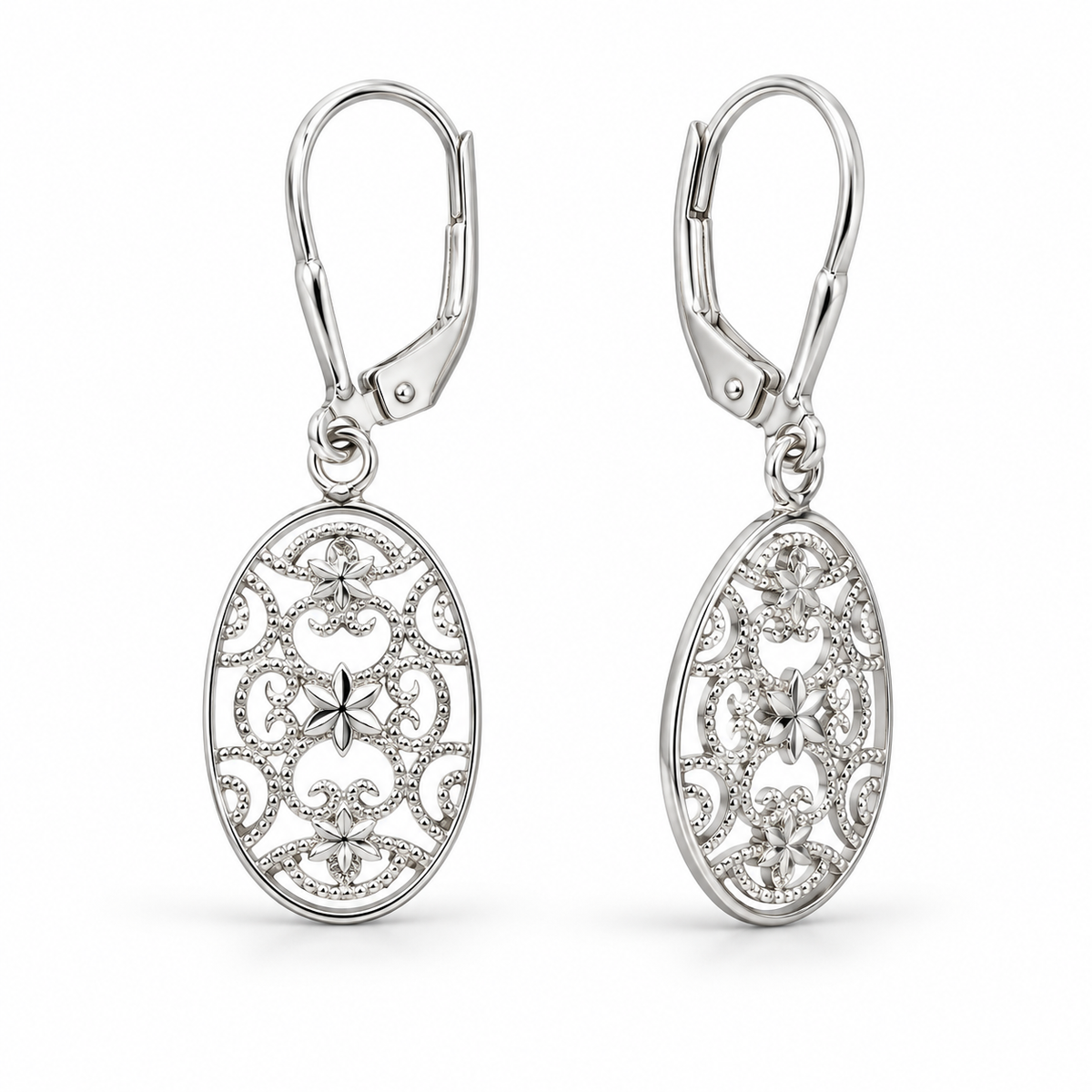 Sterling Silver Filigree Drop Earring ECZ186469