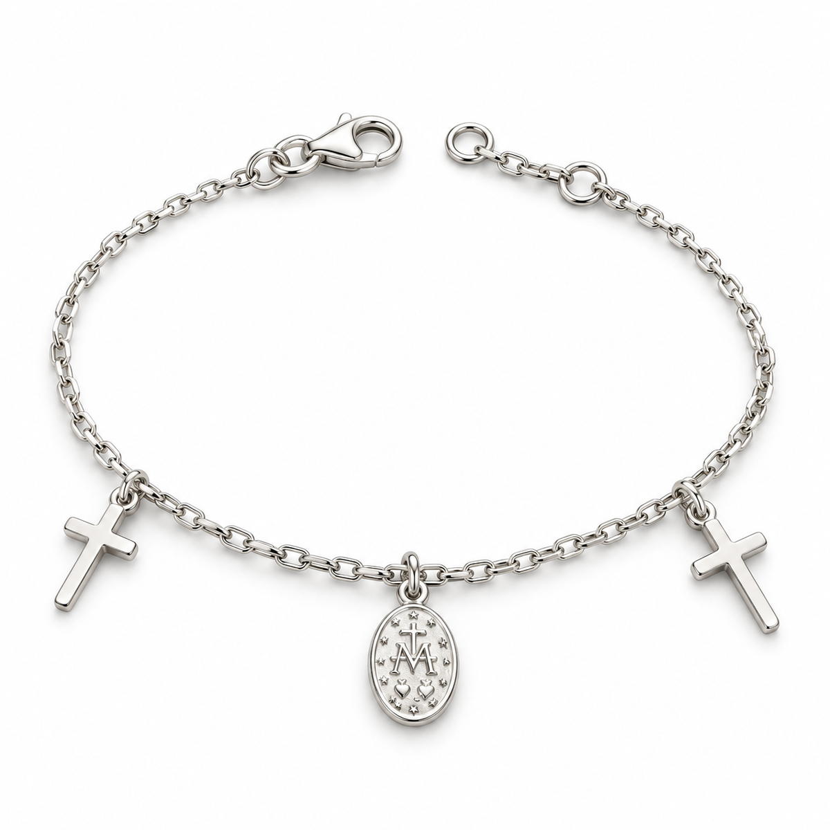 Sterling Silver 6"-6.5" Cross Bracelet BCZ248469