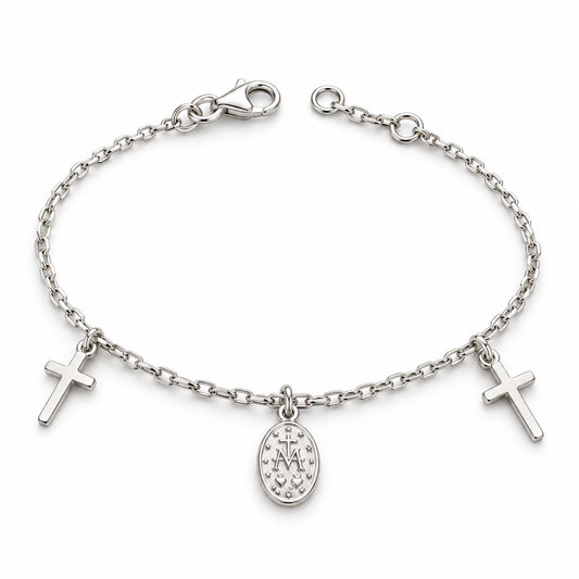 Sterling Silver 6"-6.5" Cross Bracelet BCZ248469